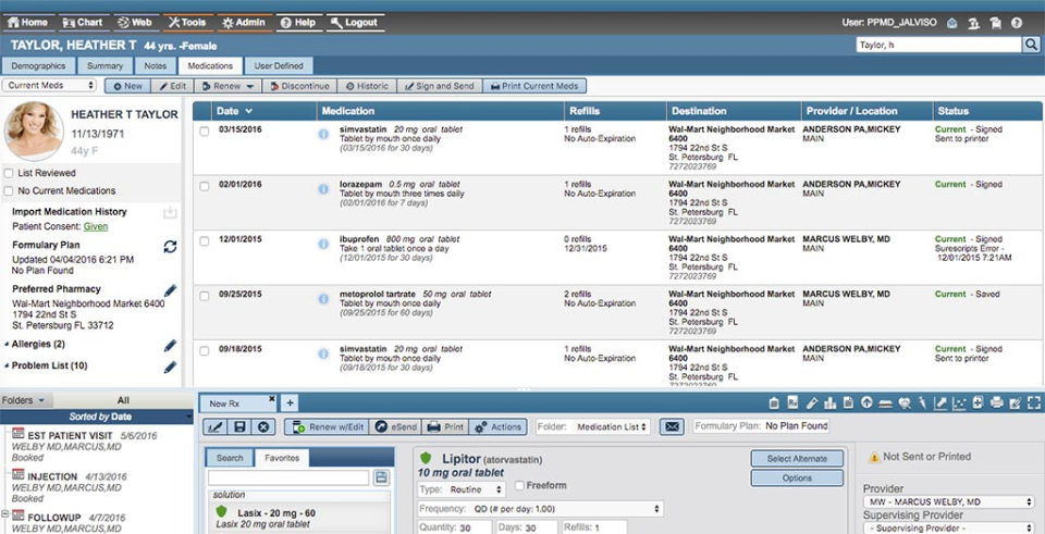 screenshot of AdvancedMD EHR
